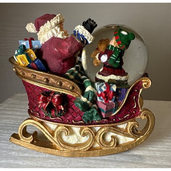 Kirkland Rocking Waterglobe Snow Globe 4x4" Santa in Sleigh Christmas Decor - Picture 5 of 11